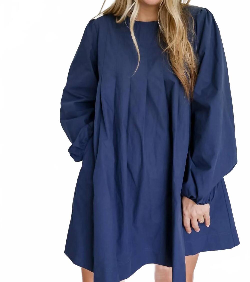 NEW STRUT & BOLT women's ashley pintuck babydoll mini dress in navy